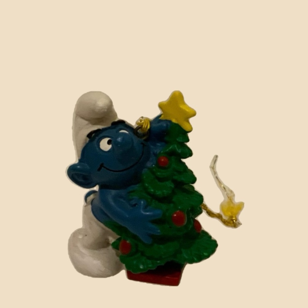 Vintage Smurf Christmas Tree Ornament